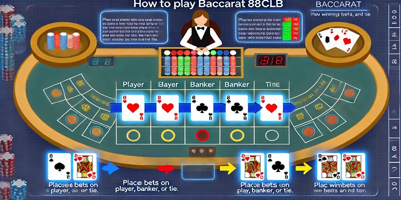 Hướng dẫn chi tiết cách đặt cược và giành chiến thắng Baccarat 88CLB