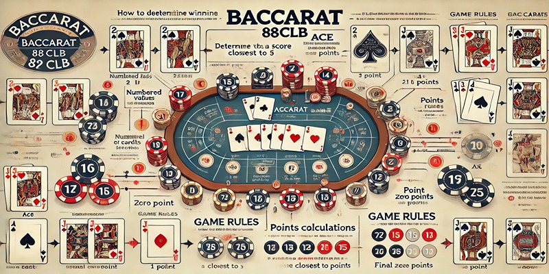 Baccarat 88CLB - Cách tính điểm và luật chơi đơn giản dễ hiểu